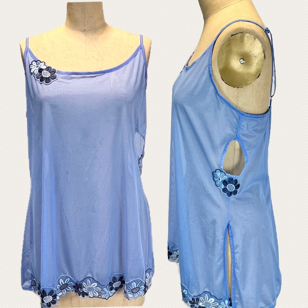 VINTAGE Victorias Secret cutout floral flower nighty mesh nightgown negligee y2k